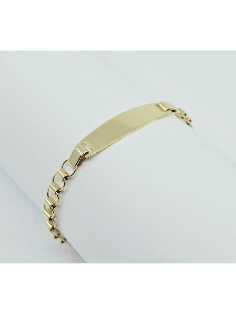 Unique 14K Karat Solid Yellow Gold Designer Baby Link ID Bracelet - 5.25" Length